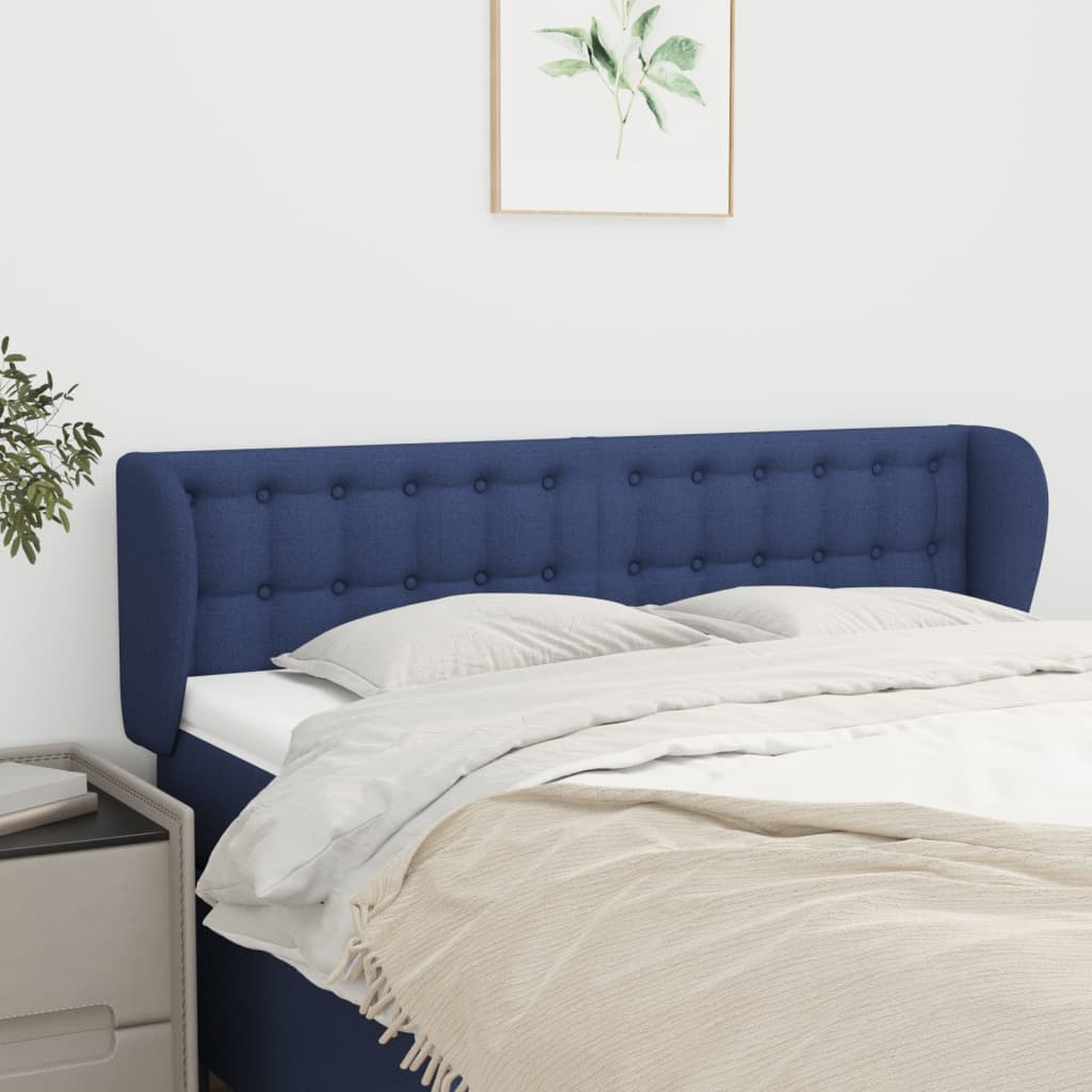 Tête de lit avec oreilles Bleu 147x23x78/88 cm Tissu - XIOS