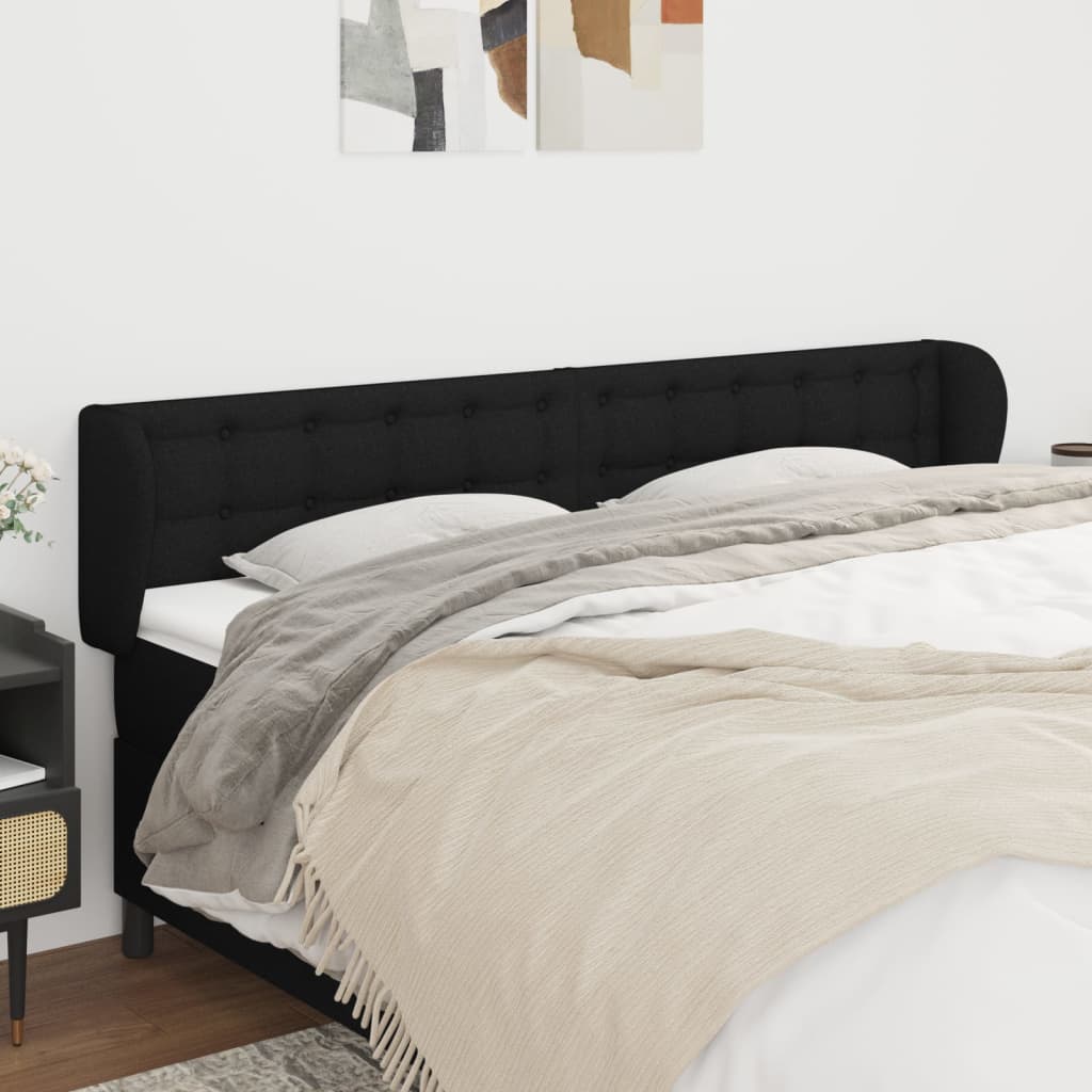 Tête de lit avec oreilles Noir 183x23x78/88 cm Tissu - XIOS