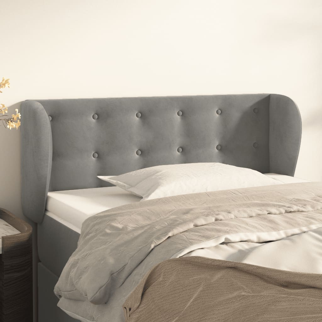 Tête de lit avec oreilles Gris clair 103x23x78/88 cm Velours - XIOS