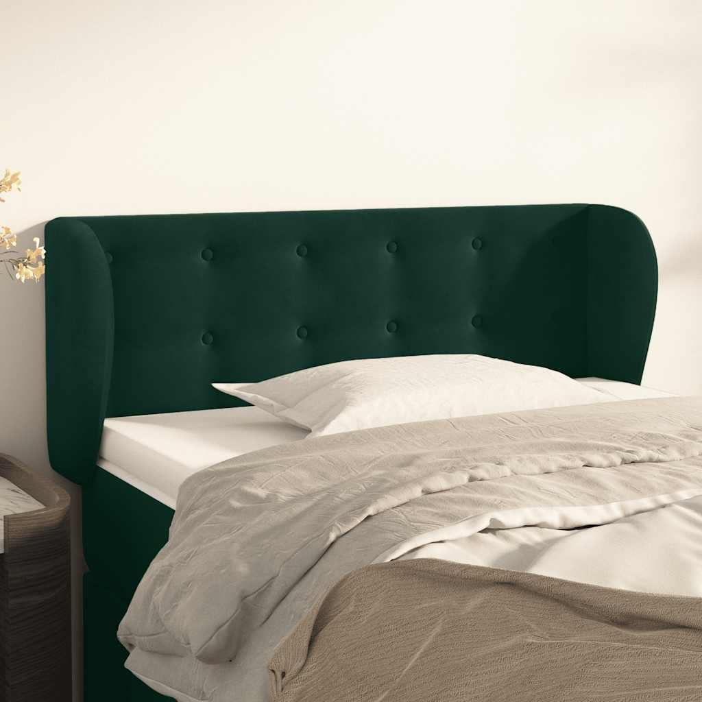 Tête de lit avec oreilles Vert foncé 103x23x78/88 cm Velours - XIOS