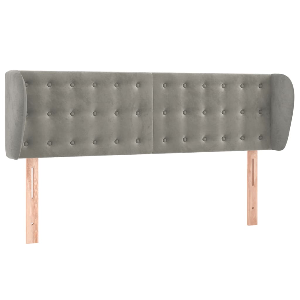 Tête de lit avec oreilles Gris clair 147x23x78/88 cm Velours - XIOS