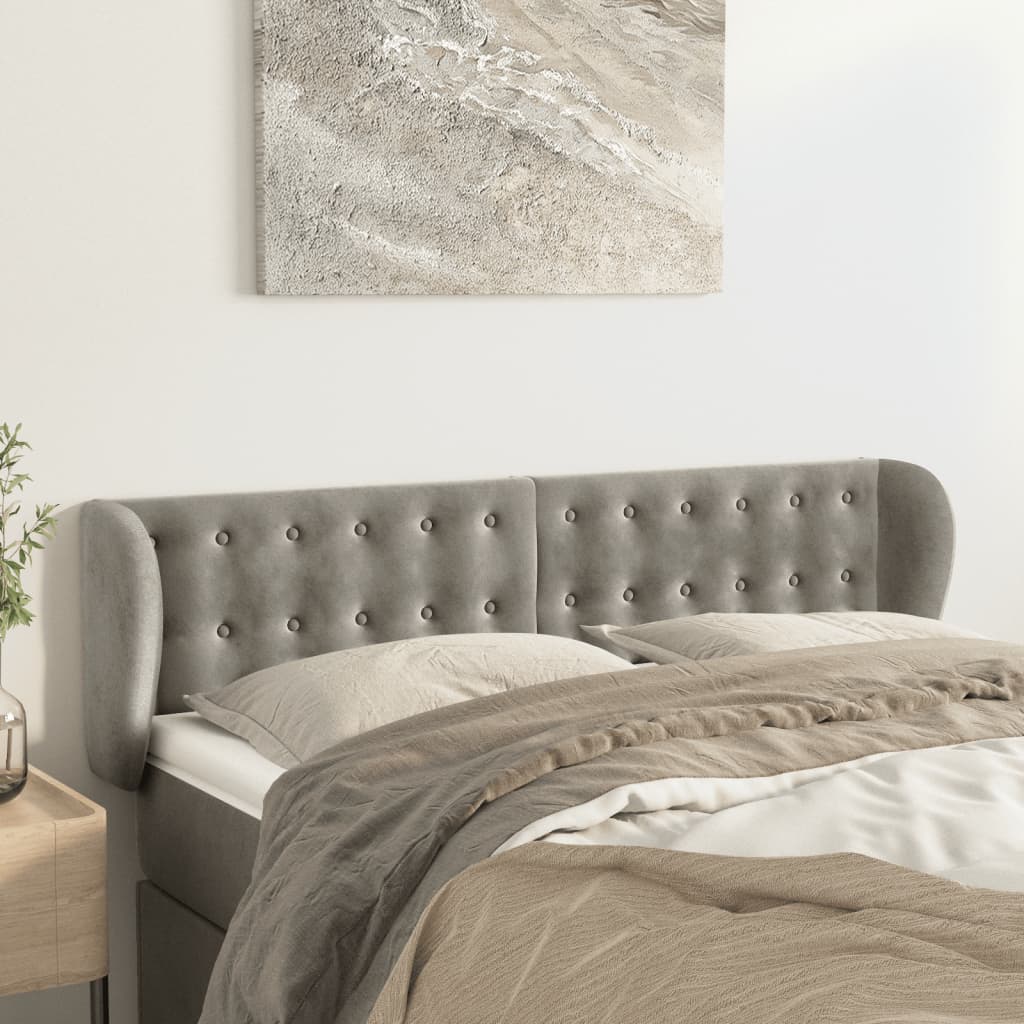 Tête de lit avec oreilles Gris clair 147x23x78/88 cm Velours - XIOS
