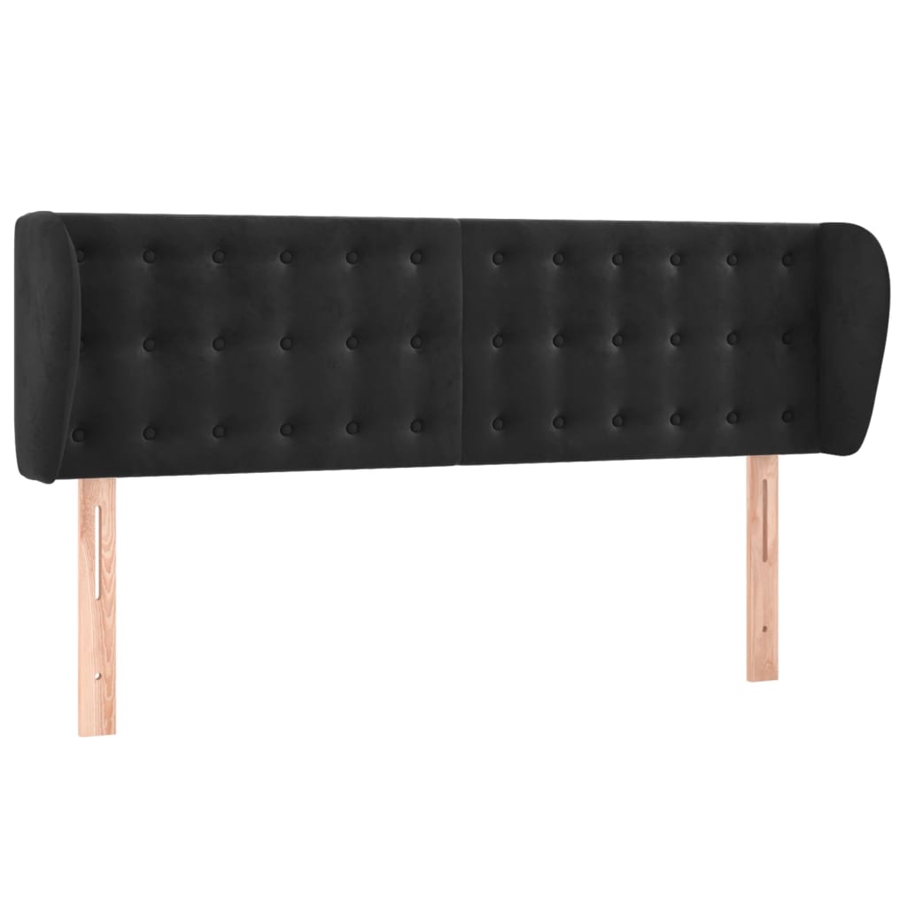 Tête de lit avec oreilles Noir 147x23x78/88 cm Velours - XIOS