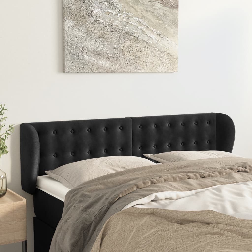 Tête de lit avec oreilles Noir 147x23x78/88 cm Velours - XIOS