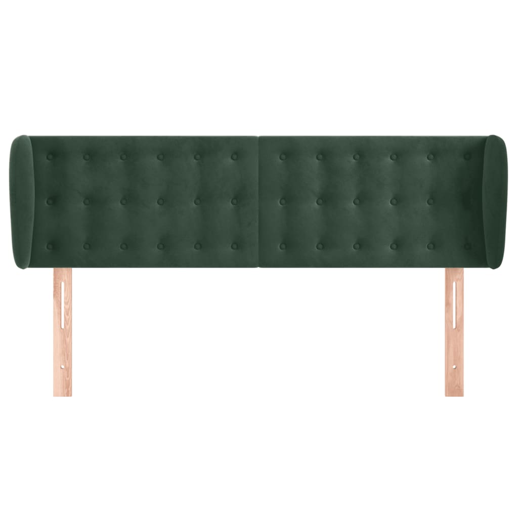 Tête de lit avec oreilles Vert foncé 147x23x78/88 cm Velours - XIOS