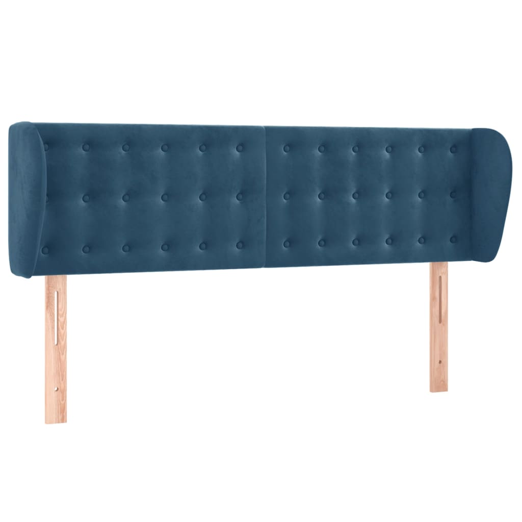 Tête de lit avec oreilles Bleu foncé 147x23x78/88 cm Velours - XIOS