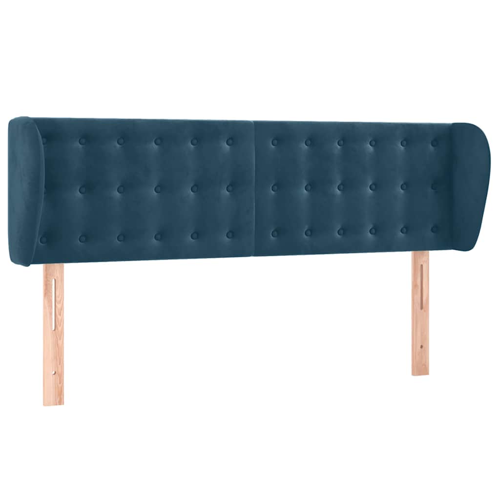 Tête de lit avec oreilles Bleu foncé 147x23x78/88 cm Velours - XIOS