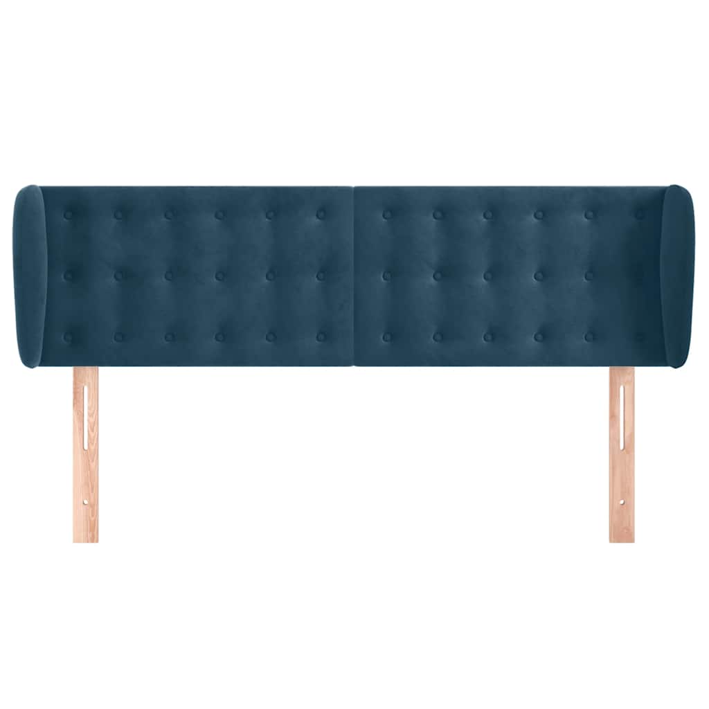 Tête de lit avec oreilles Bleu foncé 147x23x78/88 cm Velours - XIOS