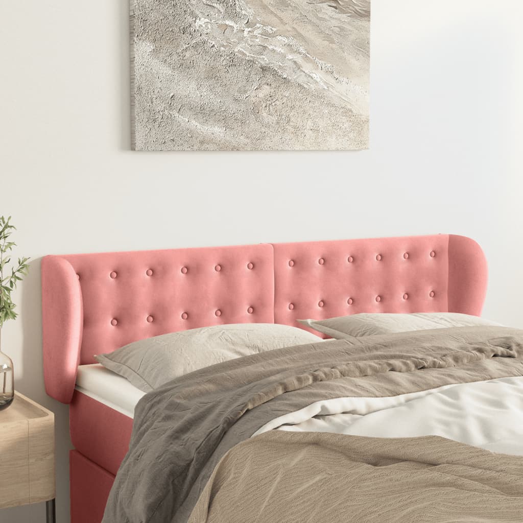 Tête de lit avec oreilles Rose 147x23x78/88 cm Velours - XIOS
