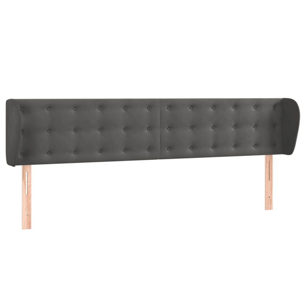Tête de lit avec oreilles Gris foncé 163x23x78/88 cm Velours - XIOS