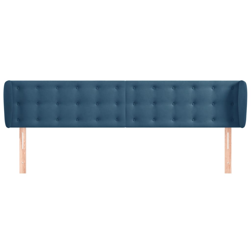 Tête de lit avec oreilles Bleu foncé 183x23x78/88 cm Velours - XIOS