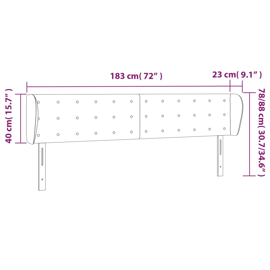 Tête de lit avec oreilles Rose 183x23x78/88 cm Velours - XIOS