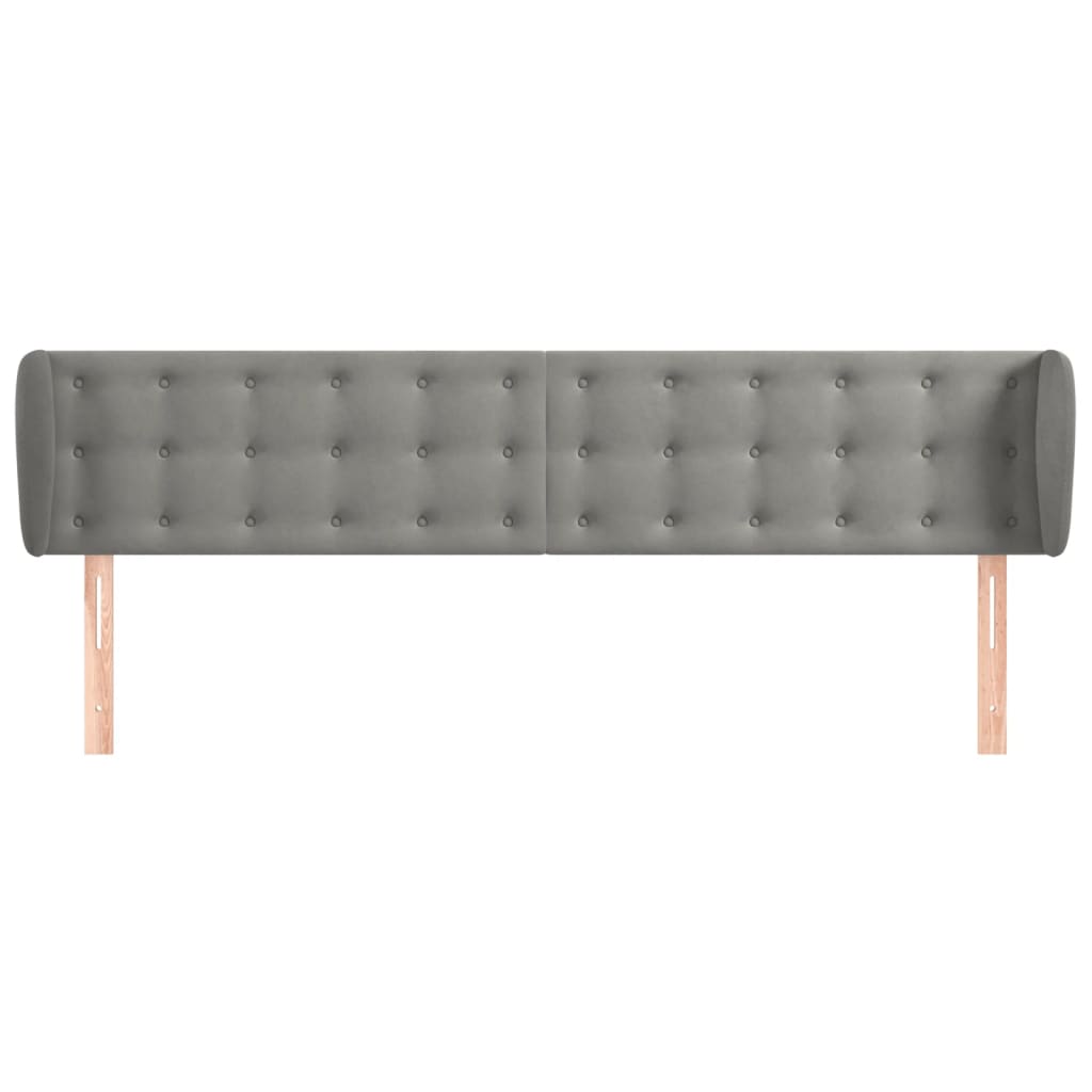 Tête de lit avec oreilles Gris clair 203x23x78/88 cm Velours - XIOS