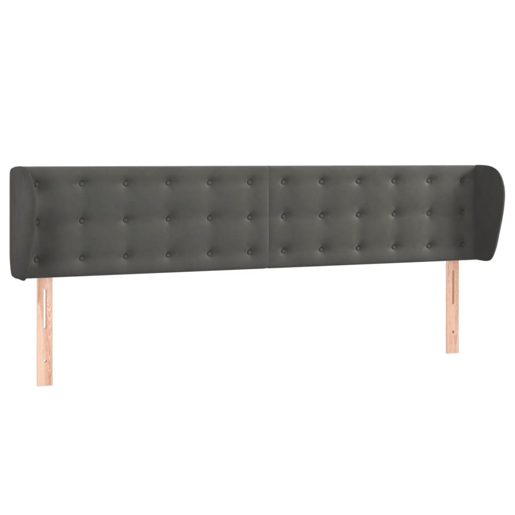 Tête de lit avec oreilles Gris foncé 203x23x78/88 cm Velours - XIOS