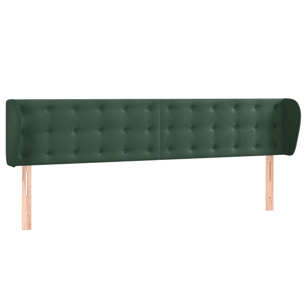 Tête de lit avec oreilles Vert foncé 203x23x78/88 cm Velours - XIOS