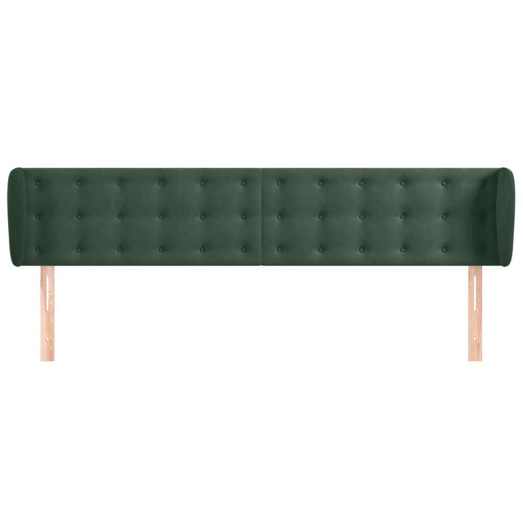 Tête de lit avec oreilles Vert foncé 203x23x78/88 cm Velours - XIOS