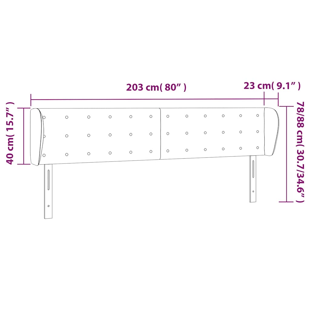 Tête de lit avec oreilles Vert foncé 203x23x78/88 cm Velours - XIOS