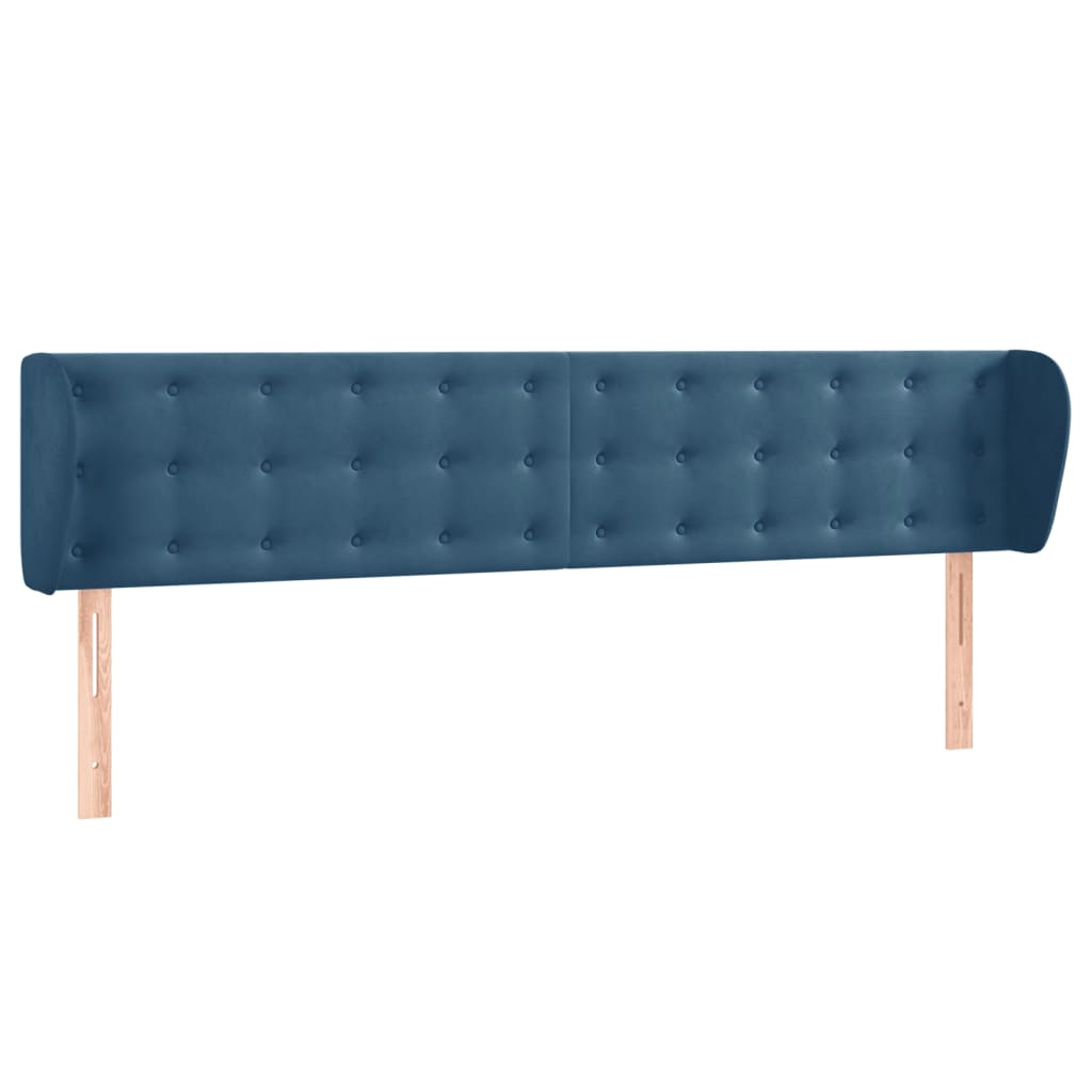 Tête de lit avec oreilles Bleu foncé 203x23x78/88 cm Velours - XIOS