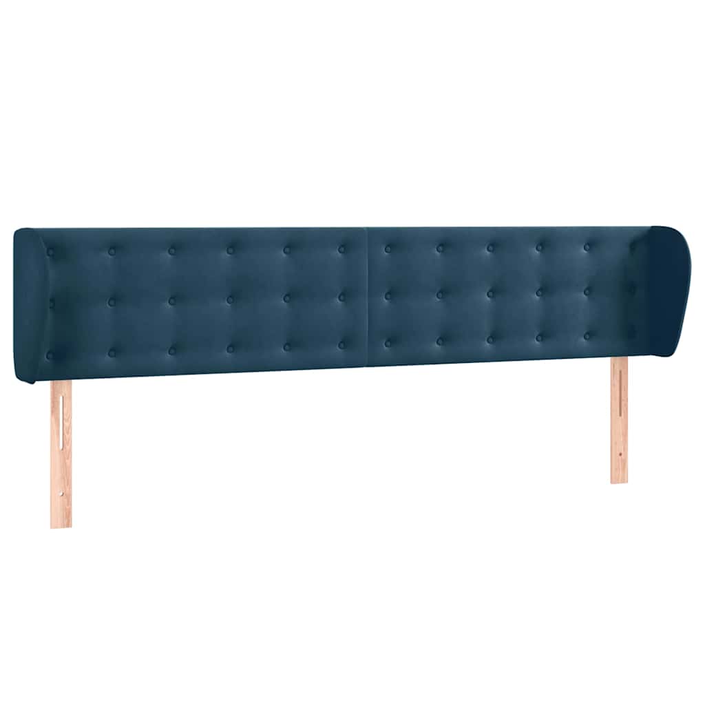 Tête de lit avec oreilles Bleu foncé 203x23x78/88 cm Velours - XIOS