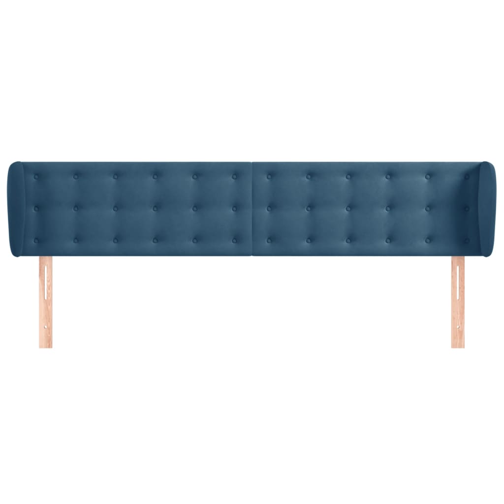 Tête de lit avec oreilles Bleu foncé 203x23x78/88 cm Velours - XIOS