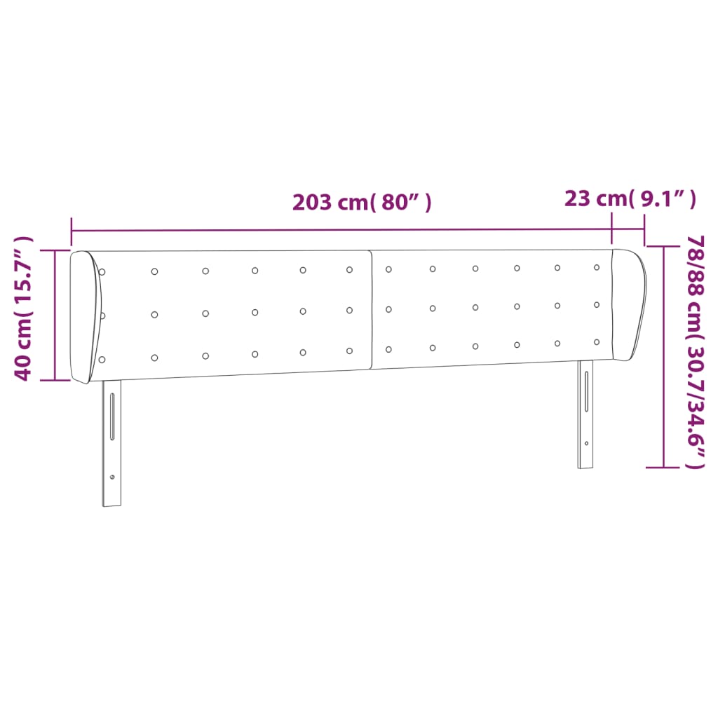 Tête de lit avec oreilles Rose 203x23x78/88 cm Velours - XIOS