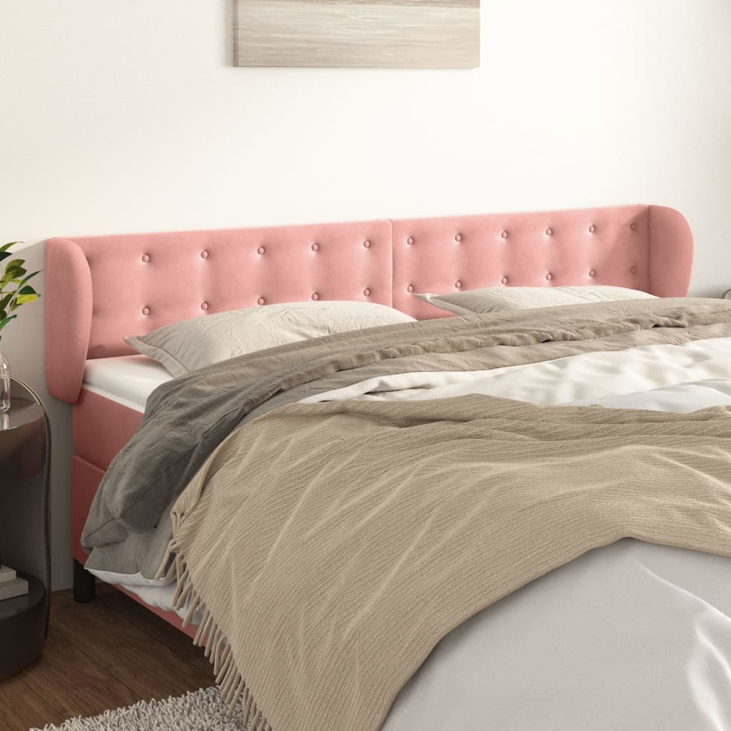 Tête de lit avec oreilles Rose 203x23x78/88 cm Velours - XIOS
