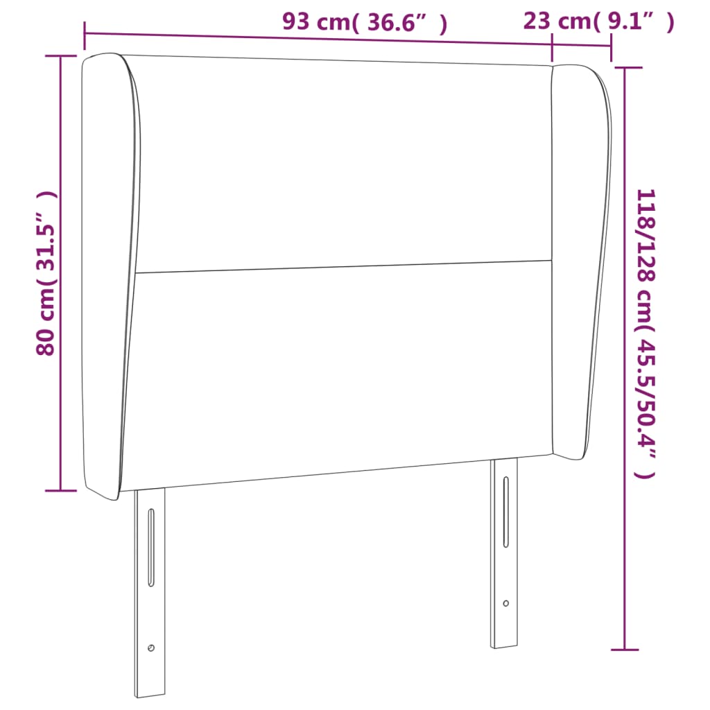 Tête de lit avec oreilles Gris foncé 93x23x118/128 cm Tissu - XIOS