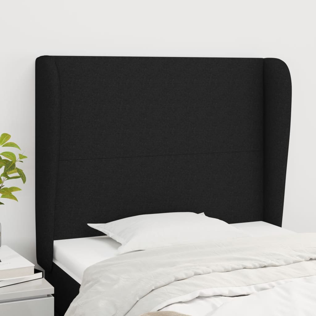 Tête de lit avec oreilles Noir 93x23x118/128 cm Tissu - XIOS