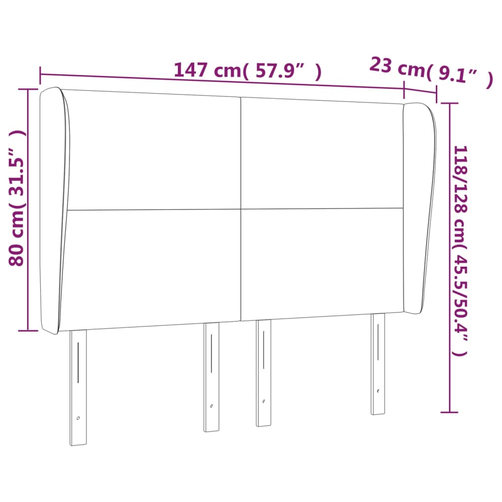 Tête de lit avec oreilles Noir 147x23x118/128 cm Tissu - XIOS