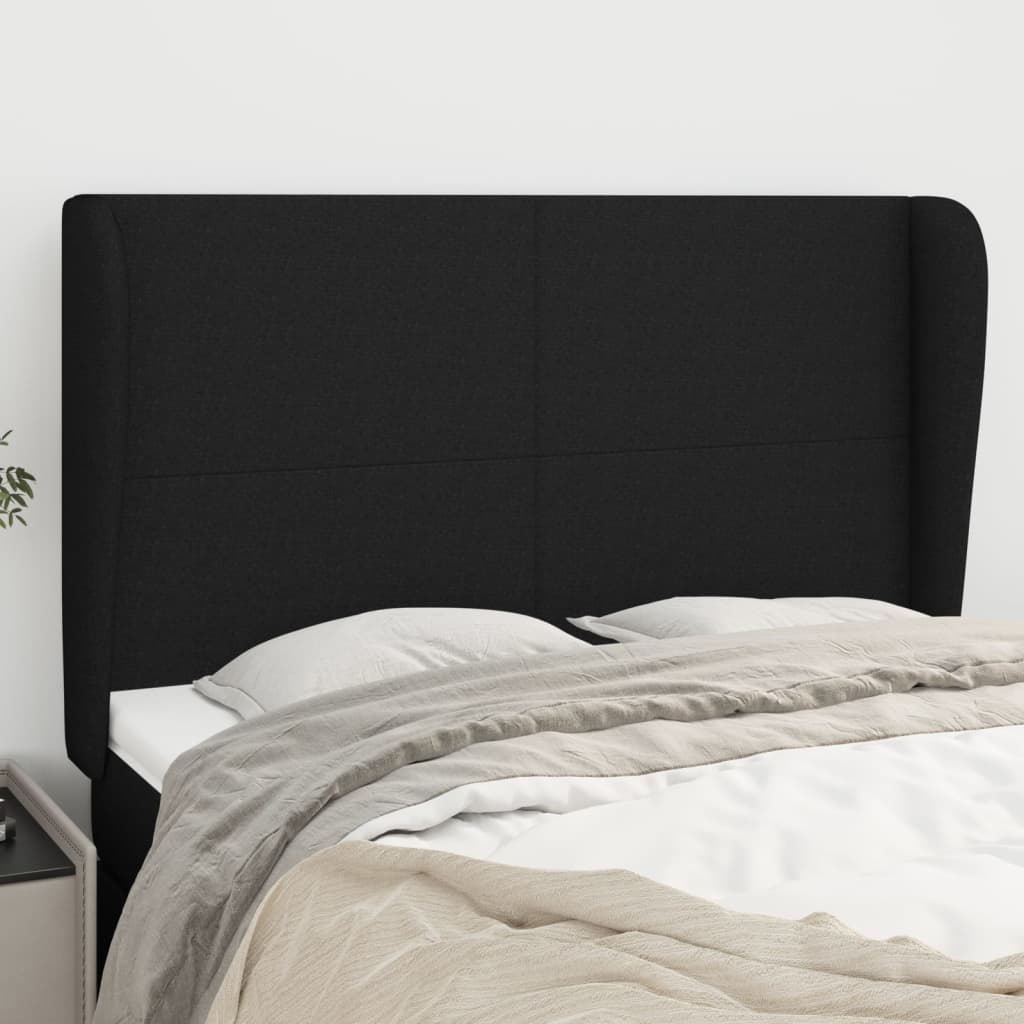 Tête de lit avec oreilles Noir 147x23x118/128 cm Tissu - XIOS