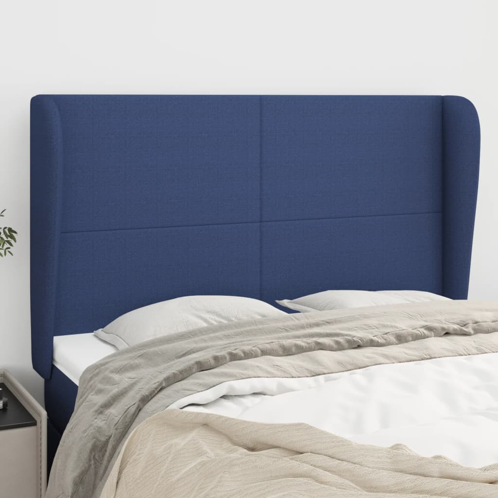 Tête de lit avec oreilles Bleu 147x23x118/128 cm Tissu - XIOS