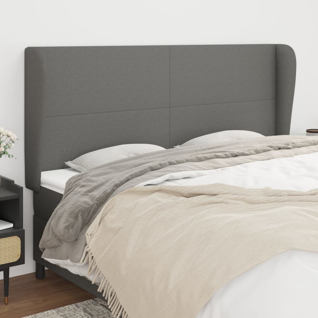 Tête de lit avec oreilles Gris foncé 163x23x118/128 cm Tissu - XIOS