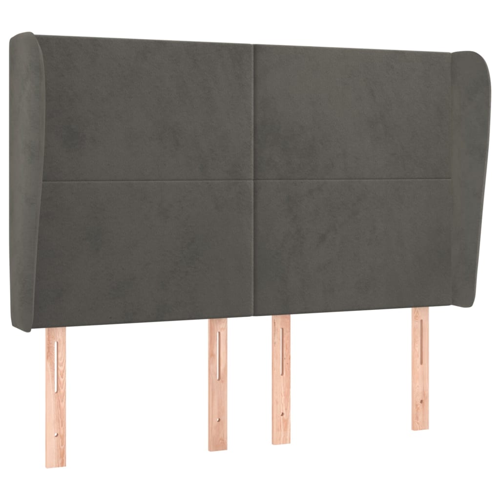 Tête de lit avec oreilles Gris foncé 147x23x118/128 cm Velours - XIOS