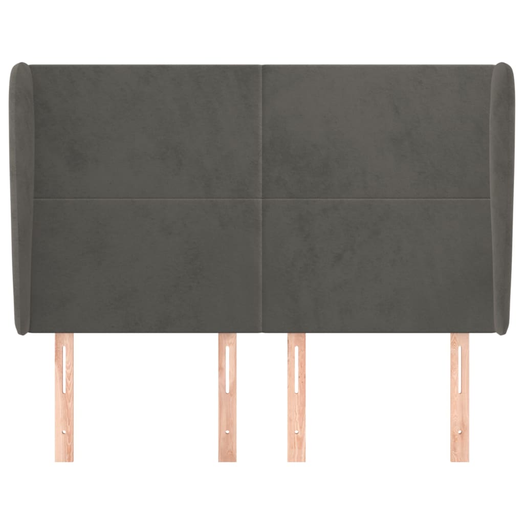 Tête de lit avec oreilles Gris foncé 147x23x118/128 cm Velours - XIOS