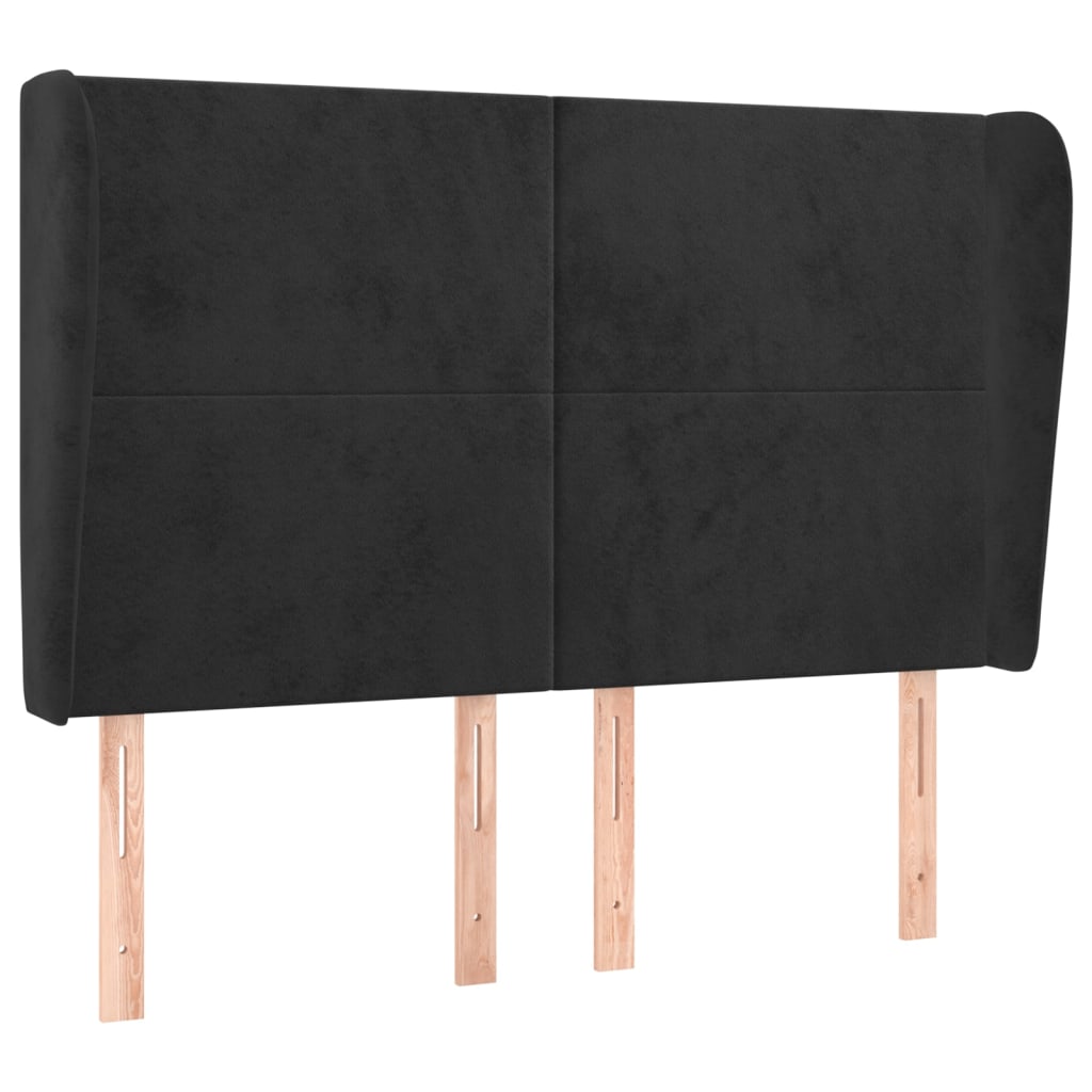 Tête de lit avec oreilles Noir 147x23x118/128 cm Velours - XIOS