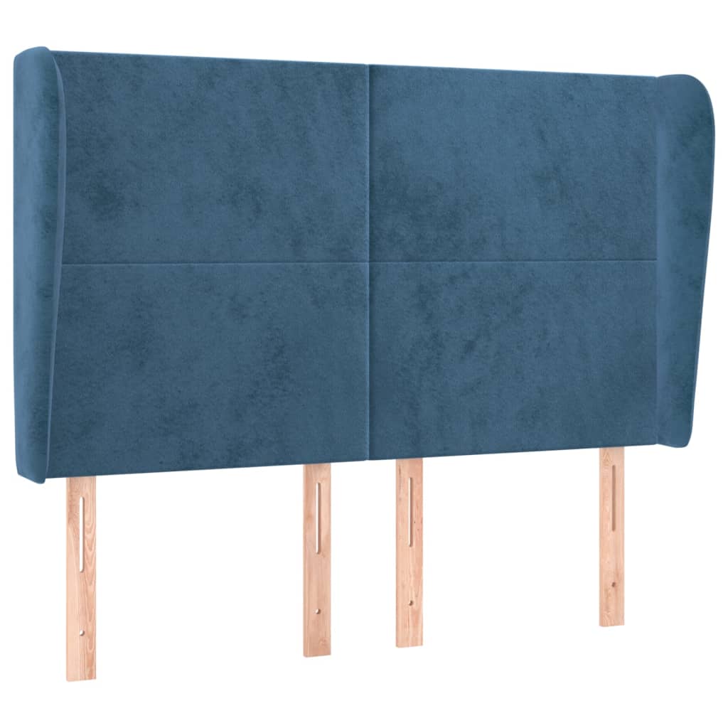 Tête de lit avec oreilles Bleu foncé 147x23x118/128 cm Velours - XIOS