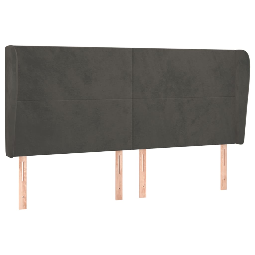 Tête de lit avec oreilles Gris foncé 163x23x118/128 cm Velours - XIOS