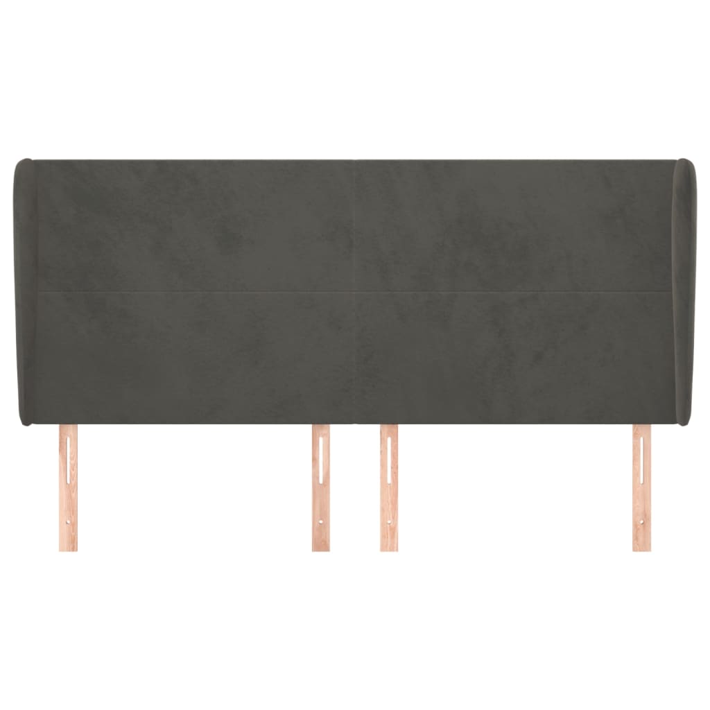 Tête de lit avec oreilles Gris foncé 163x23x118/128 cm Velours - XIOS