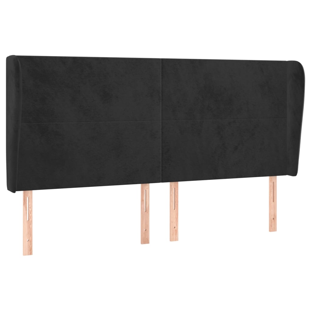 Tête de lit avec oreilles Noir 163x23x118/128 cm Velours - XIOS