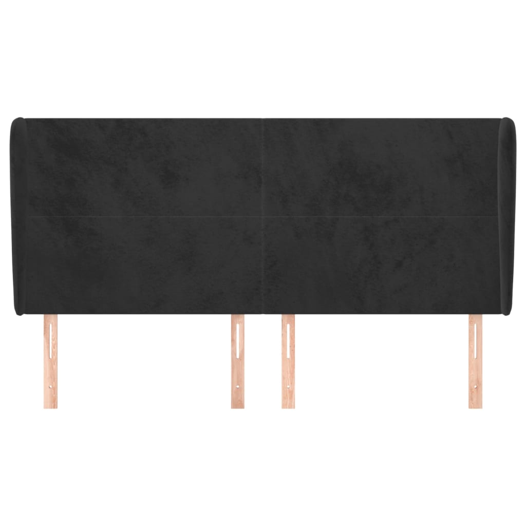 Tête de lit avec oreilles Noir 163x23x118/128 cm Velours - XIOS