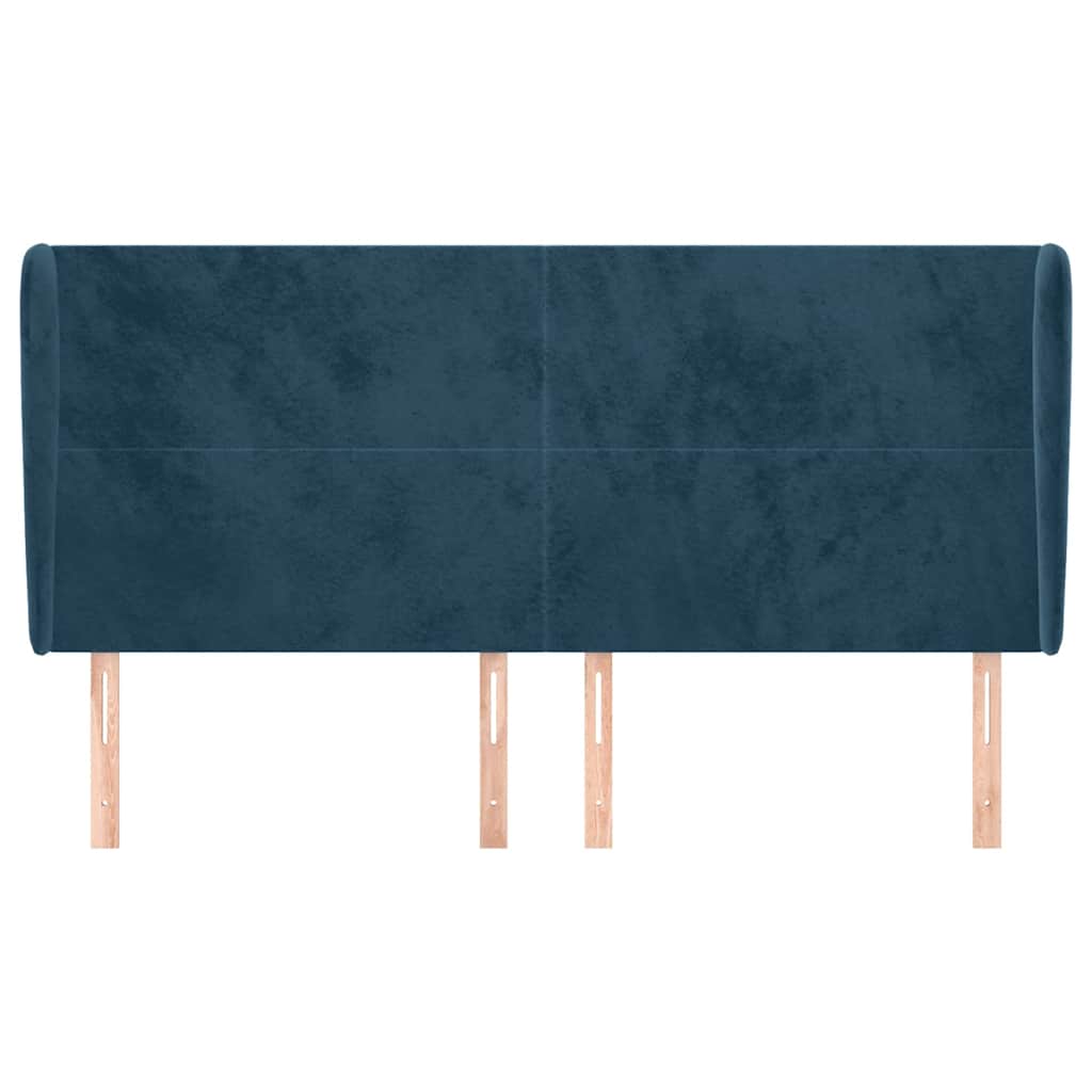 Tête de lit avec oreilles Bleu foncé 163x23x118/128 cm Velours - XIOS