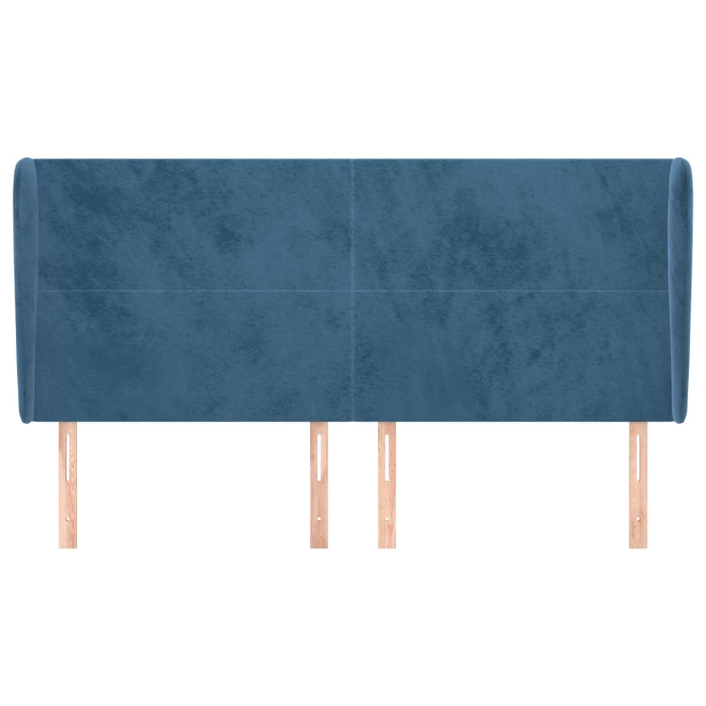 Tête de lit avec oreilles Bleu foncé 183x23x118/128 cm Velours - XIOS