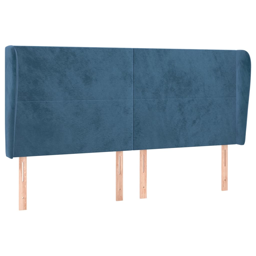 Tête de lit avec oreilles Bleu foncé 203x23x118/128 cm Velours - XIOS