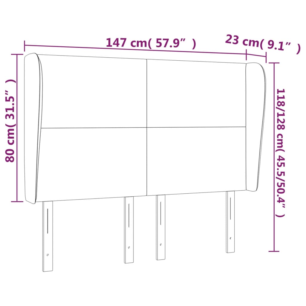 Tête de lit avec oreilles Noir 147x23x118/128 cm Similicuir - XIOS