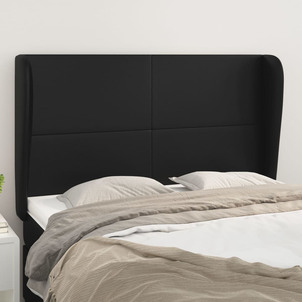 Tête de lit avec oreilles Noir 147x23x118/128 cm Similicuir - XIOS