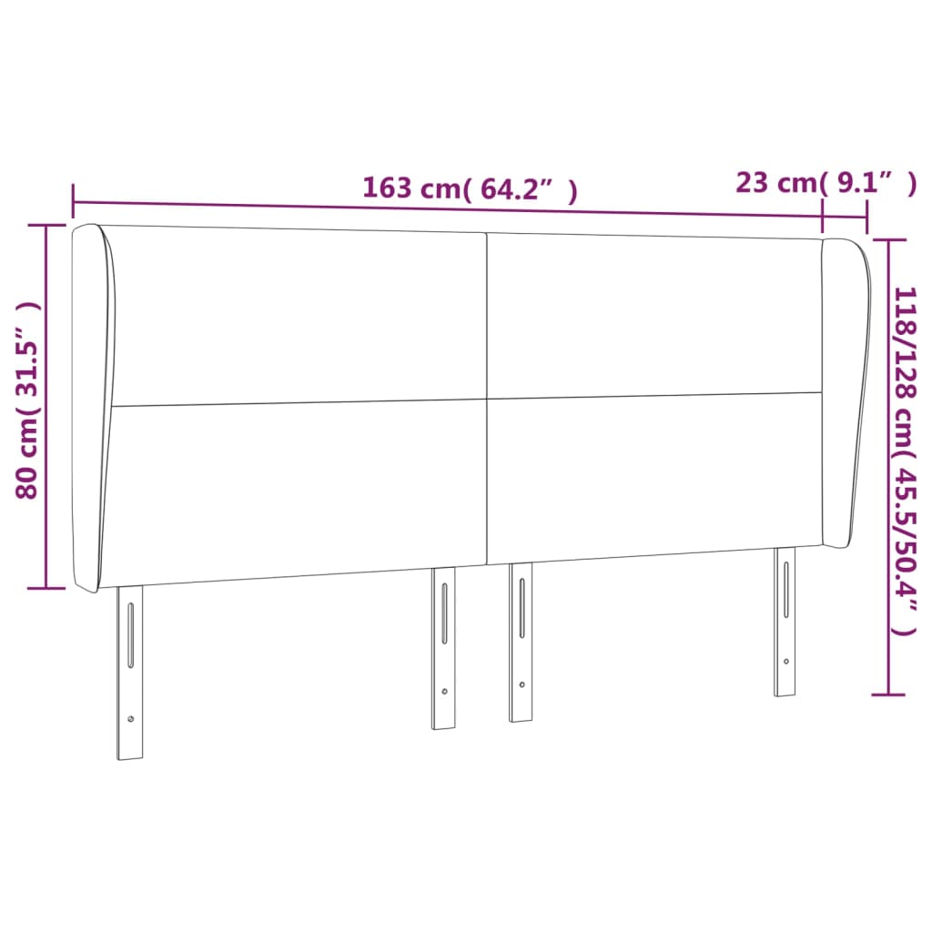 Tête de lit avec oreilles Blanc 163x23x118/128 cm Similicuir - XIOS