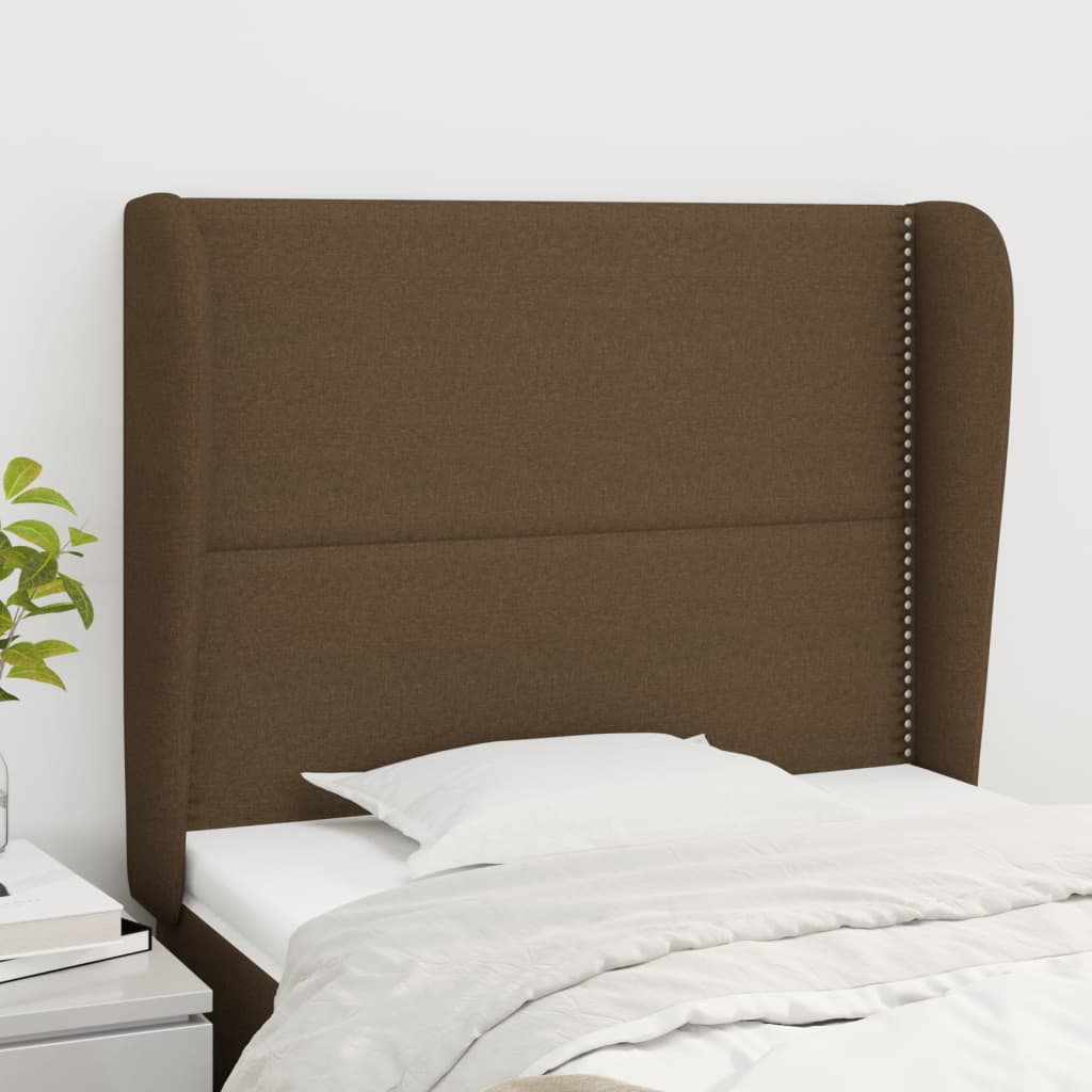 Tête de lit avec oreilles Marron foncé 93x23x118/128 cm Tissu - XIOS