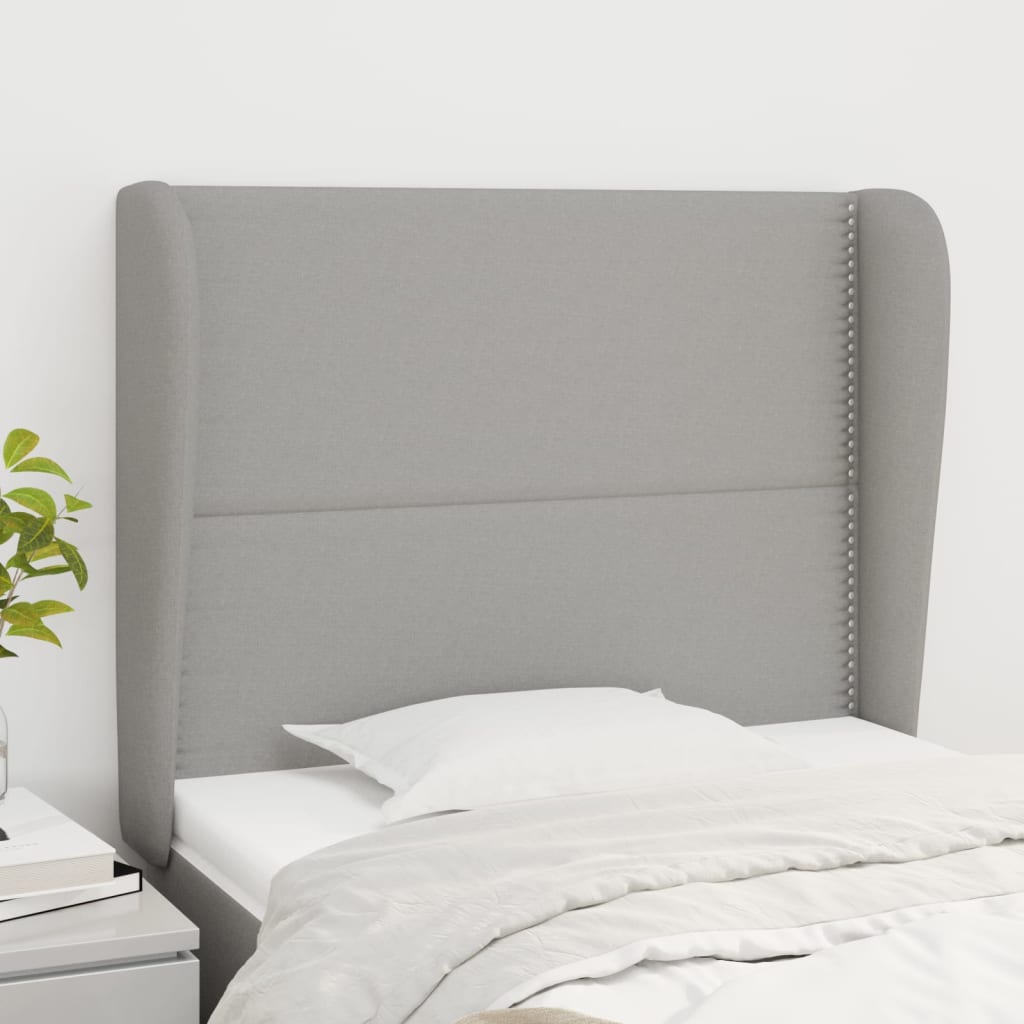 Tête de lit avec oreilles Gris clair 103x23x118/128 cm Tissu - XIOS