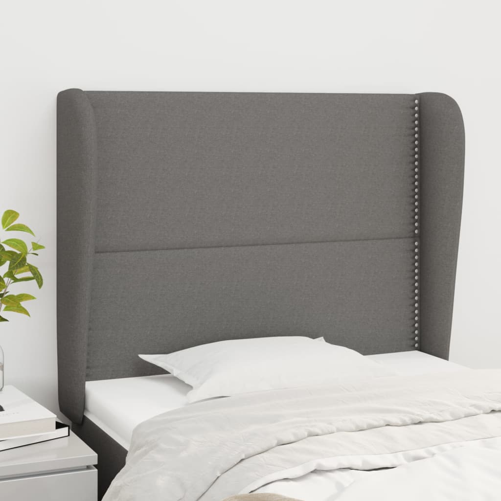 Tête de lit avec oreilles Gris foncé 103x23x118/128 cm Tissu - XIOS