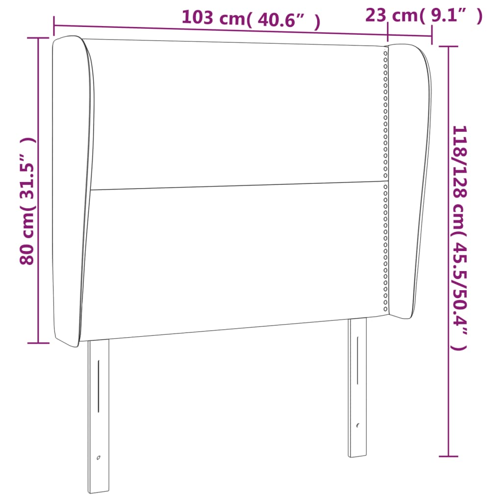 Tête de lit avec oreilles Noir 103x23x118/128 cm Tissu - XIOS